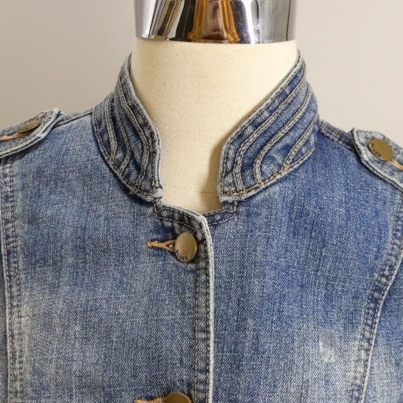 Baccini military style blue denim jacket-sz PM